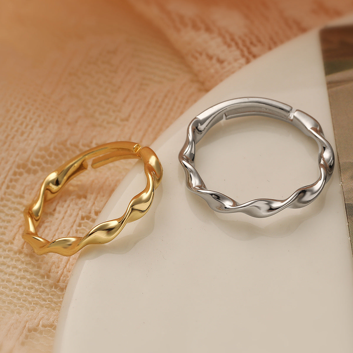 Minimalist 18K Gold Plated Geometric Open Ring for Women