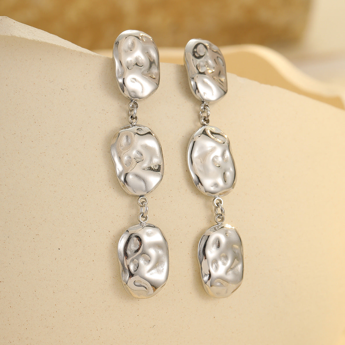 Pendientes de Acero Inoxidable Geométricos con Acabado Galvanizado para Mujer, Pendientes Llamativos de Moda para la Oficina