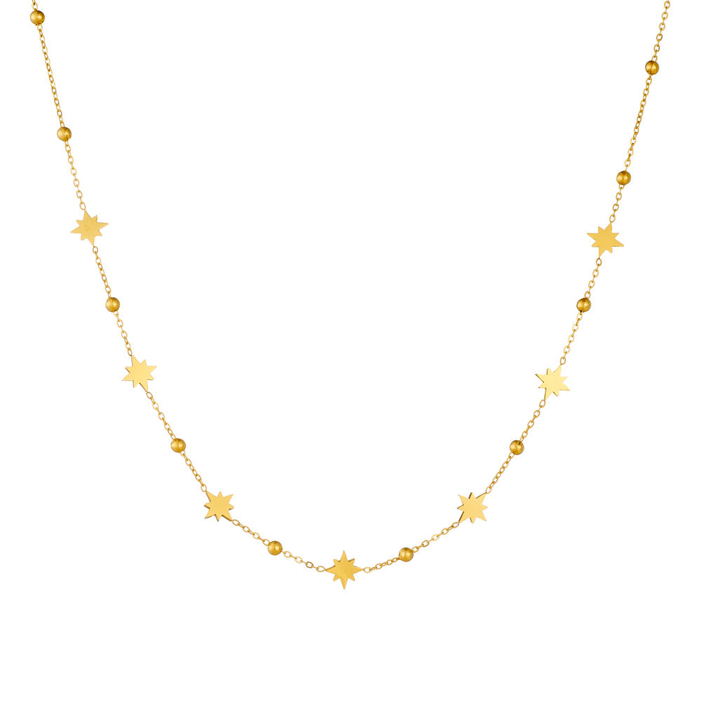 Minimalist Elegant Heart Teardrop Star Polished Plated Stainless Steel Necklace for Women