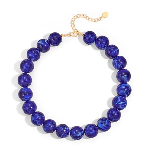 Casual Round Acrylic Bead Necklace Polished Ball Chain Women's Fashion Choker
