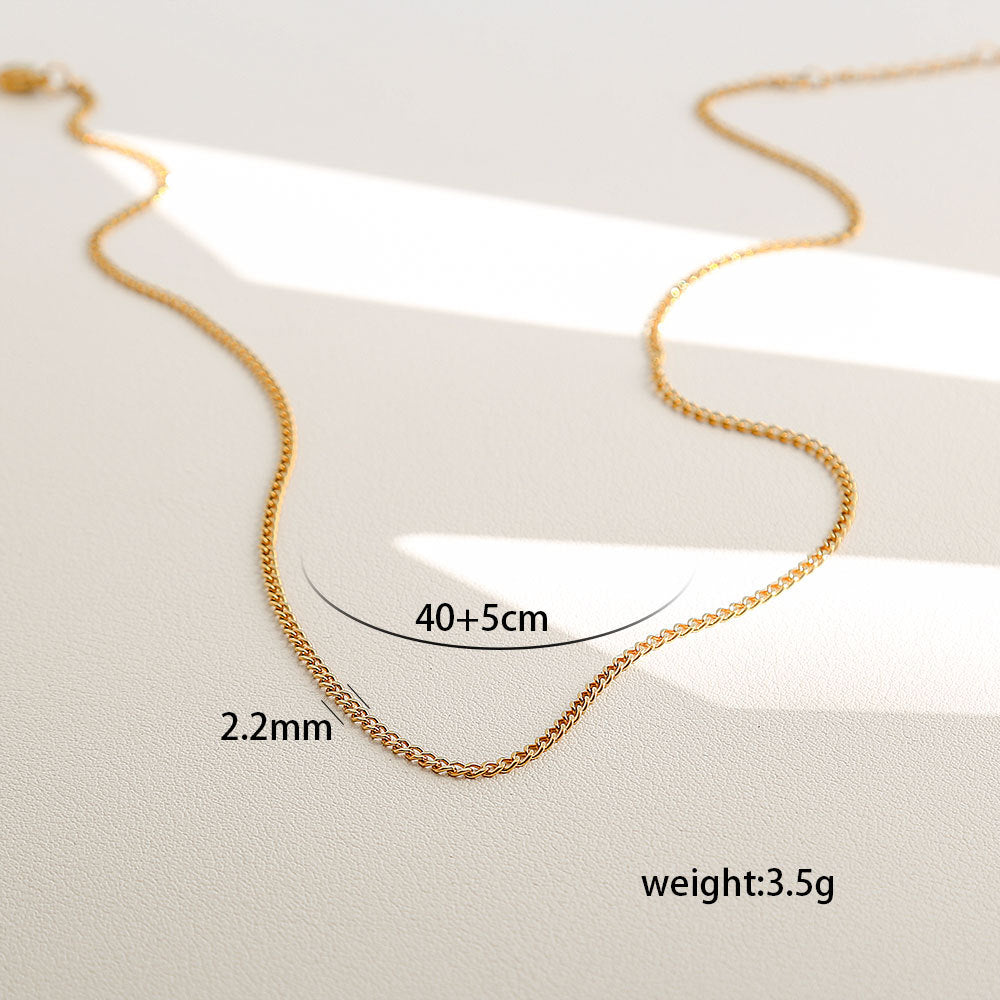 Collar con colgante geométrico minimalista de acero inoxidable para mujer con cadena tipo serpiente con baño y efecto multicapa