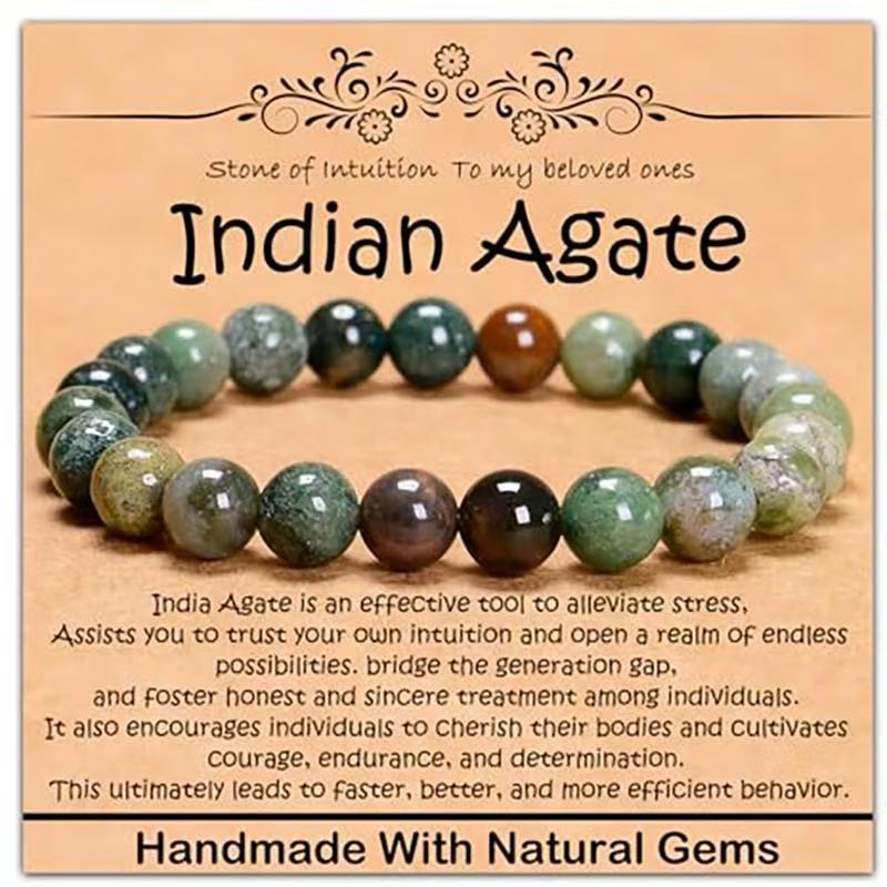Minimalist Natural Stone Beaded Bracelet Unisex Geometric Round Handmade Jewelry Gift
