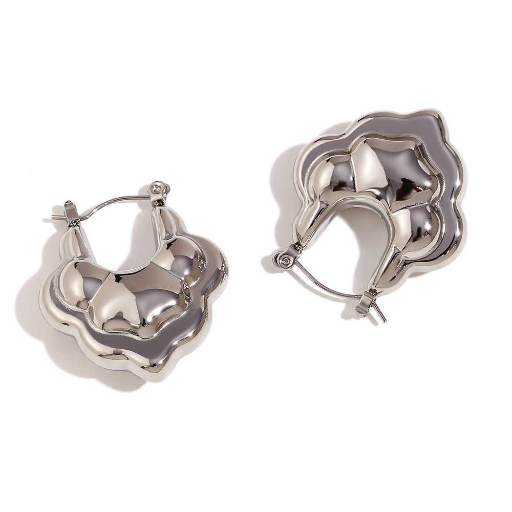 Fashionable Minimalist Geometric Hoop Earrings for Women Stainless Steel with 18K Gold Plating