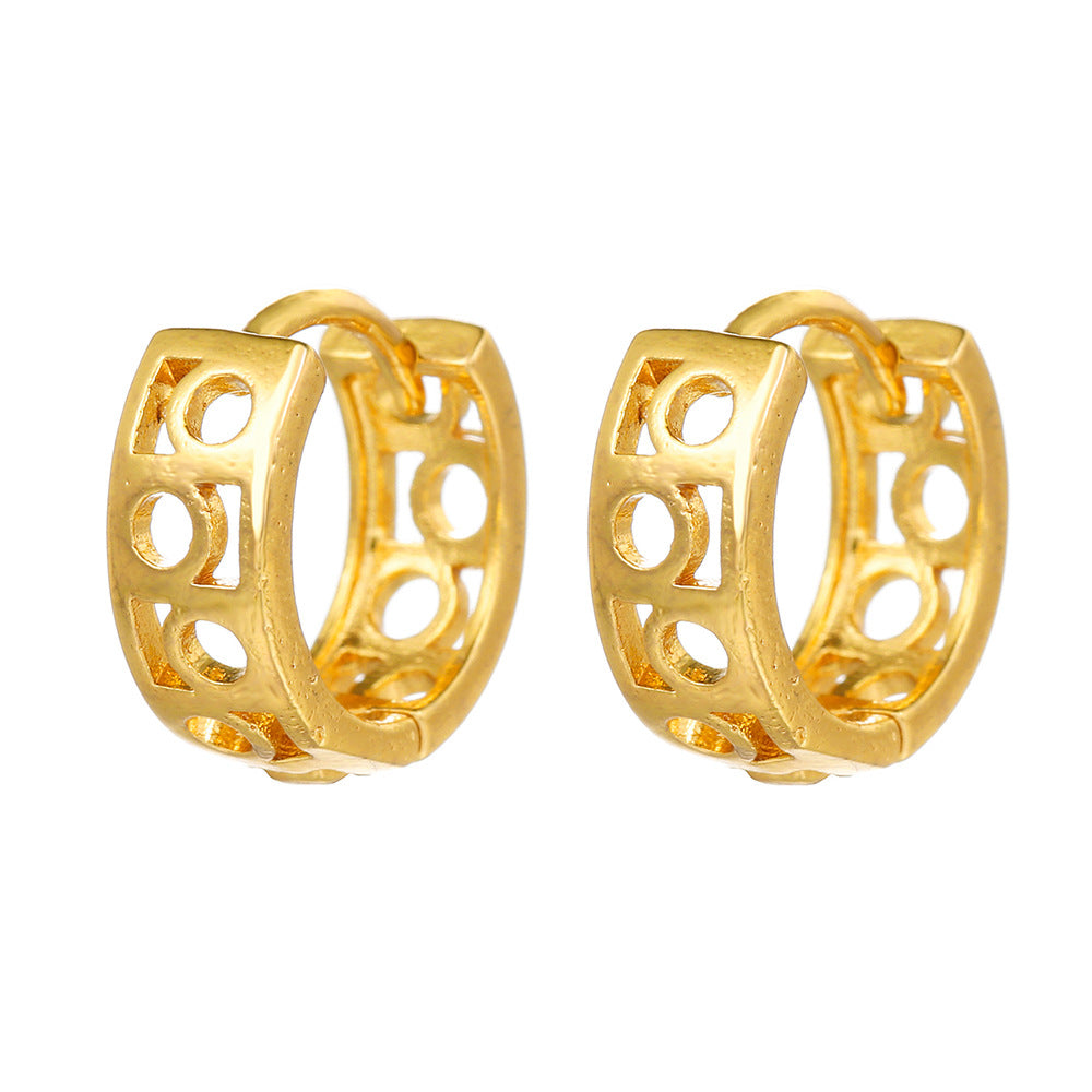 Minimalist Geometric Hexagram Zirconia Stud Earrings in Copper with Gold Plating for Women