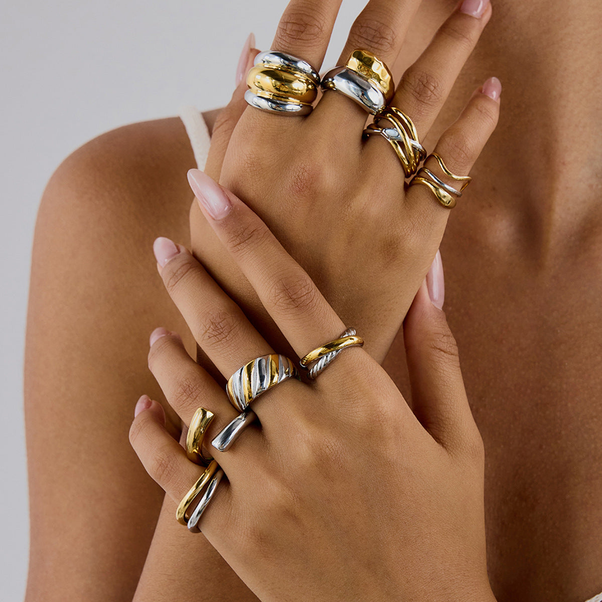 Geometric Stainless Steel Plated Ring for Women with Luxe Minimalist Appeal