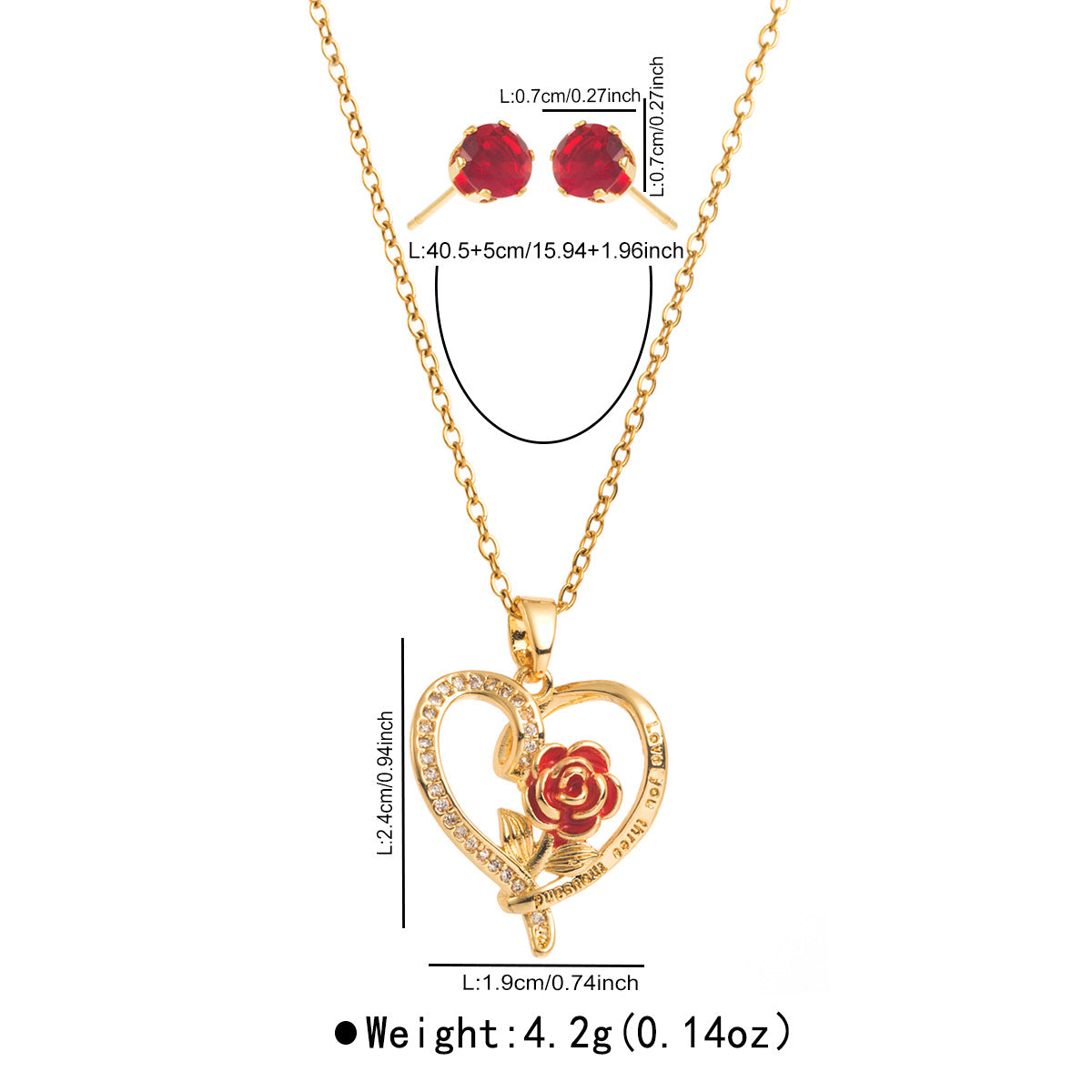 Collana con ciondolo a forma di cuore minimalista in rame e zirconi per donna