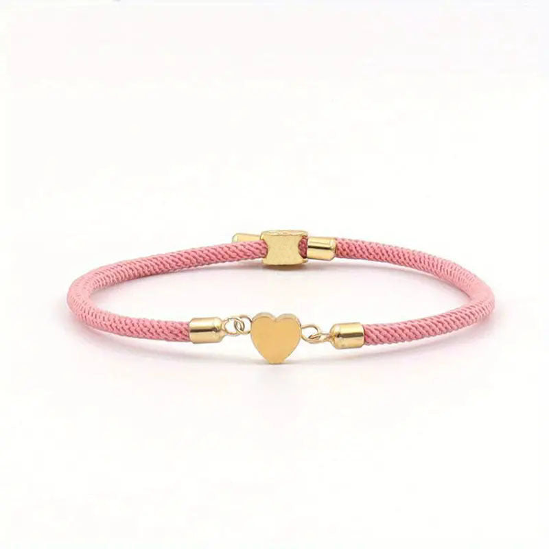 Pulsera de Latón Chapado en Oro con Cuentas en Forma de Corazón Unisex