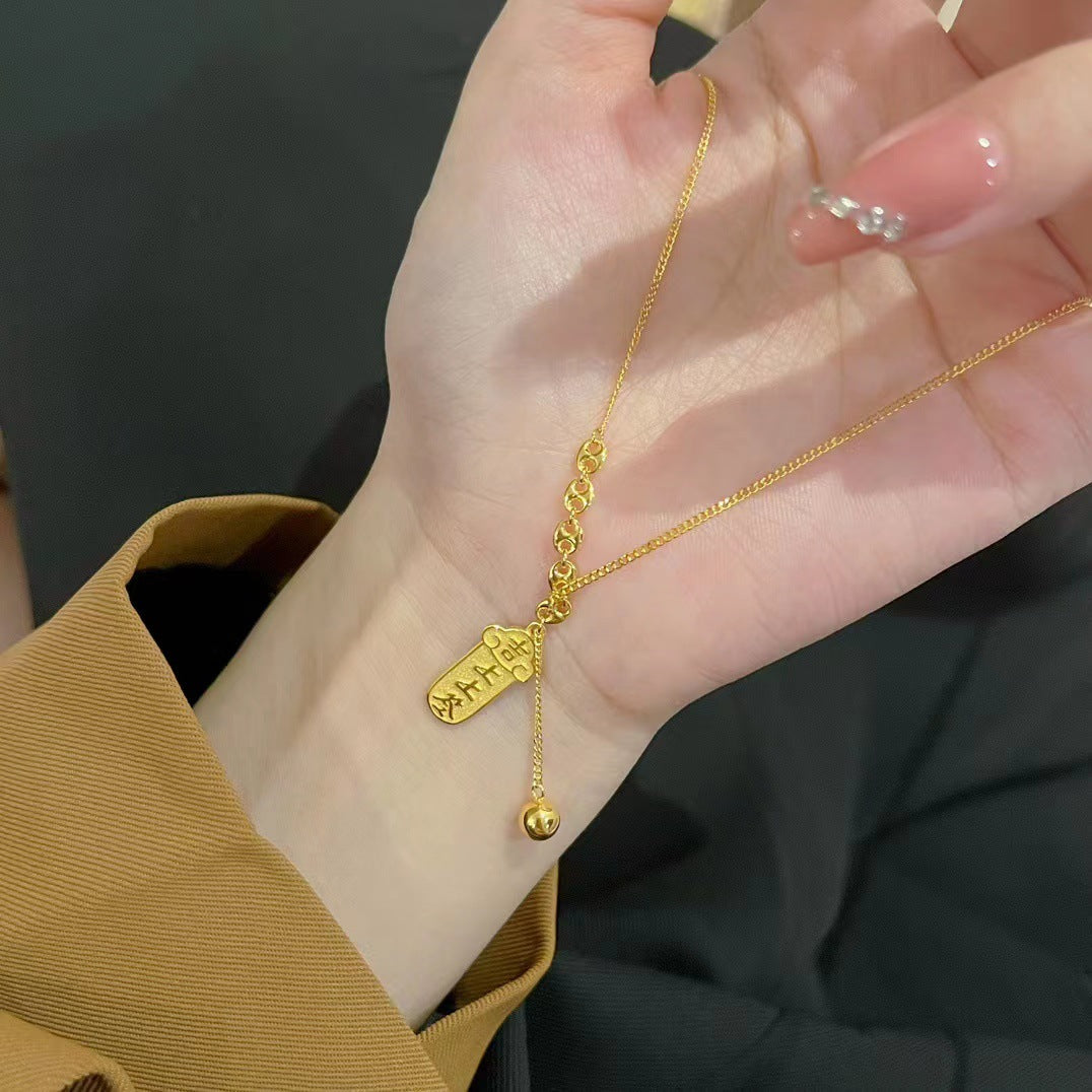 Collana da donna in acciaio al titanio con lettere alla moda stile OL, placcata, catena clavicola che non sbiadisce