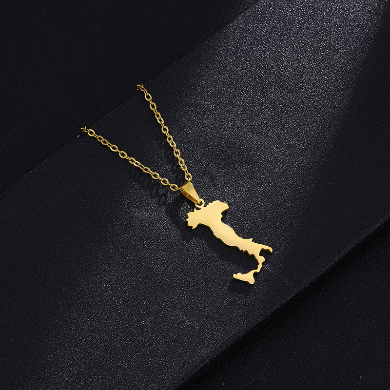 Collana pendente geometrica stile etnico in acciaio inossidabile con finitura placcata per donne e uomini, collana a strati a catena O minimalista