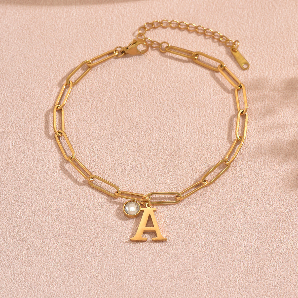 Elegante Parure di Collana e Bracciale da Donna in Acciaio Inossidabile con Lettera, Placcata Oro 18K