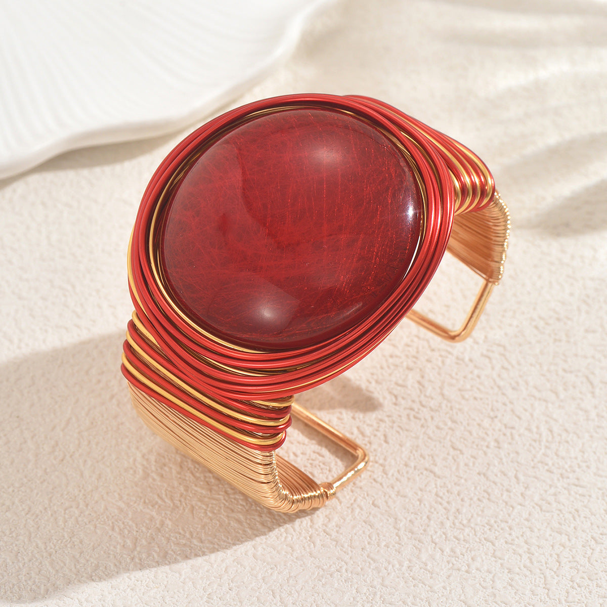 Pulsera geométrica de lujo para mujer con incrustaciones de piedras preciosas, brazalete ajustable de aleación de zinc para la elegancia diaria