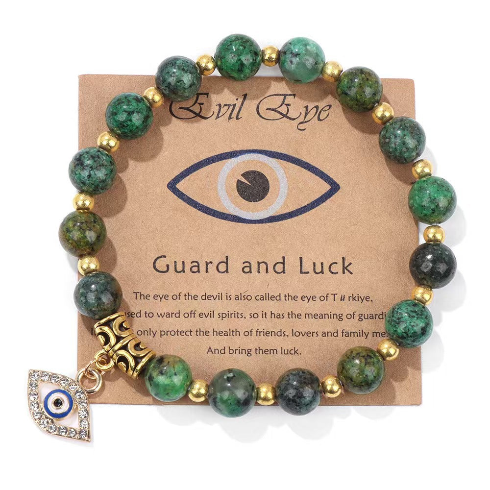 Minimalist Geometric Evil Eye Rhinestone Beaded Bracelet Unisex Yoga Energy Jewelry