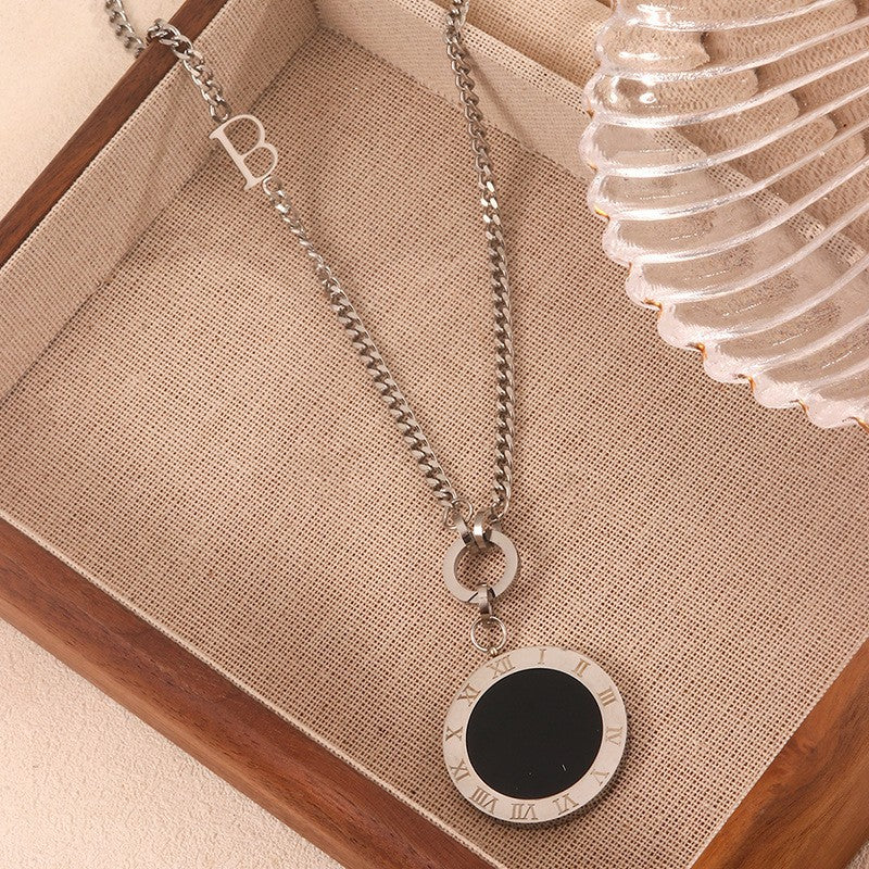 Luxury Round Geometric Stainless Steel Plated Pendant Necklace for Women