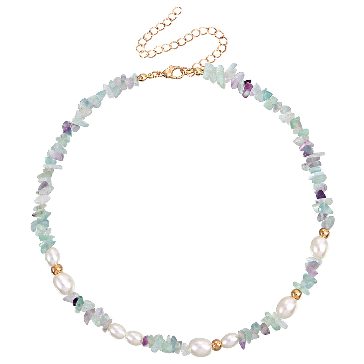 Bohemian Style Geometric Pendant Necklace with Gemstone Accents for Women