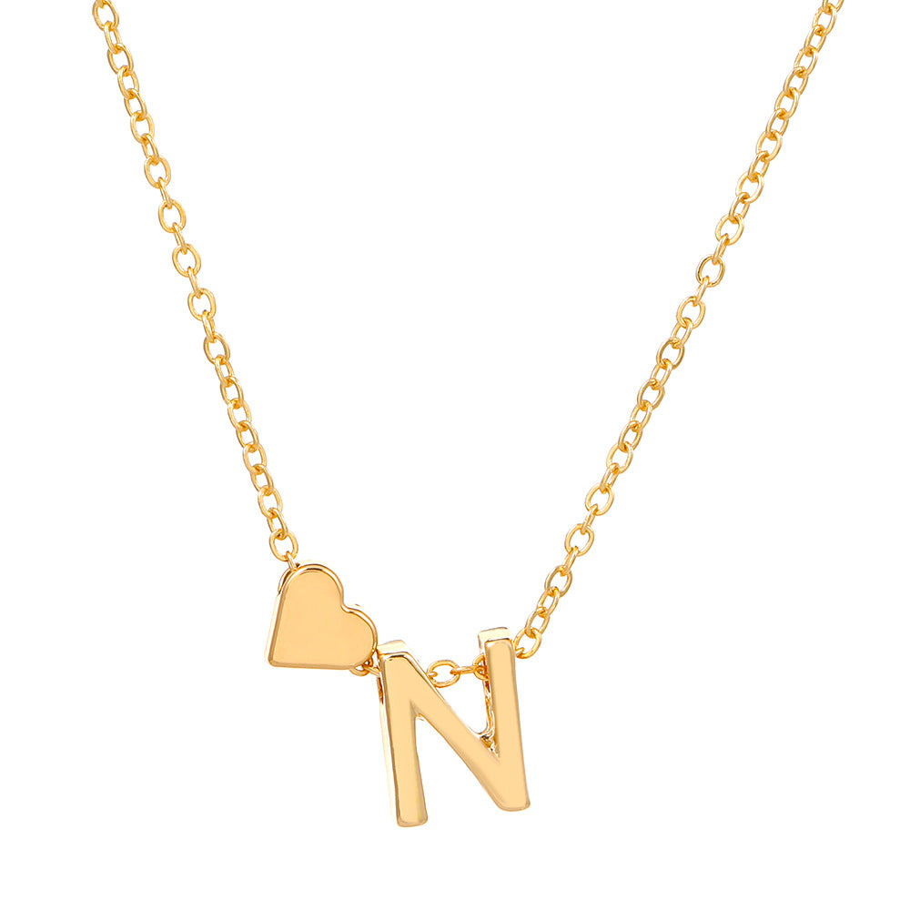 Sweet Heart Letter Alloy Plated Necklace Singapore Chain for Women