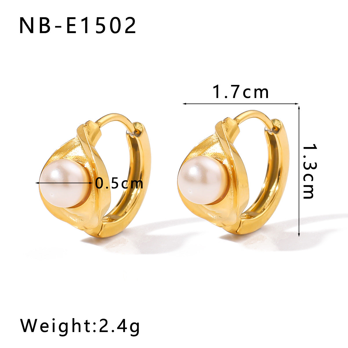 Minimalist Stainless Steel 18K Gold Plated Flower-Shaped Hoop Earrings with Rhinestone and Pearl Inlay for Women