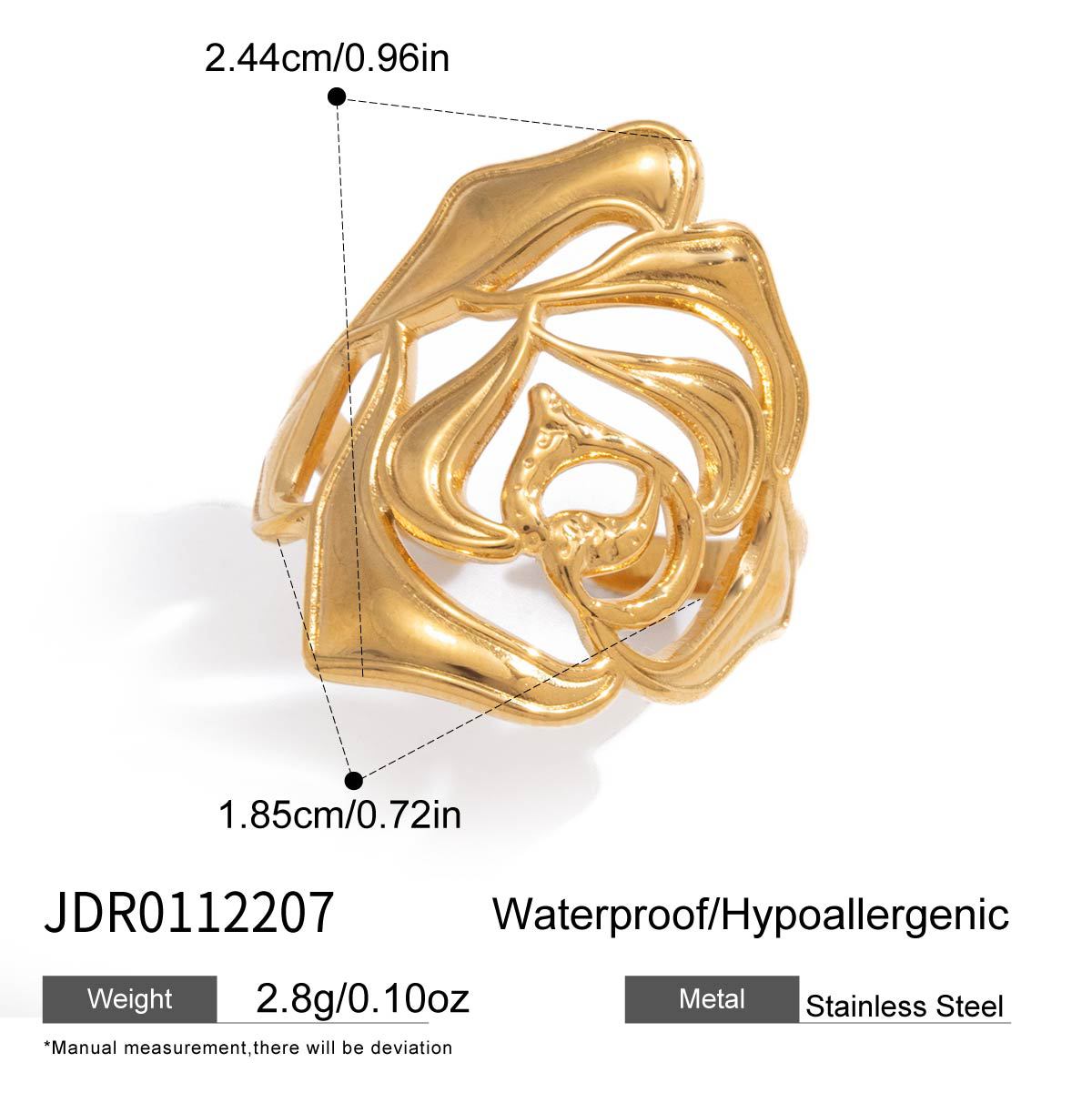Elegant Geometric Floral PVD Stainless Steel Ring for Women