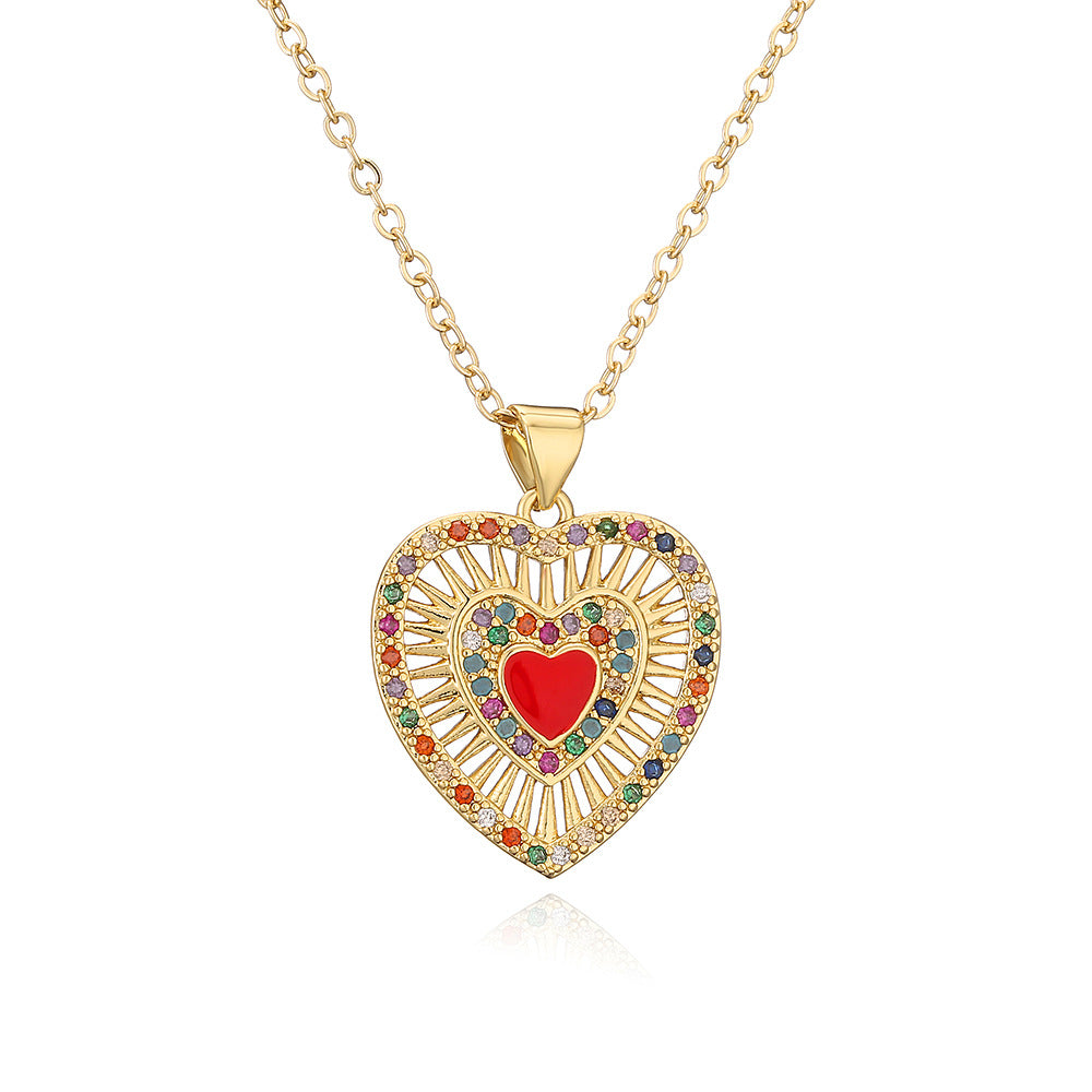 Minimalist Heart-Shaped Copper Pendant Necklace with Gold Plating for Women