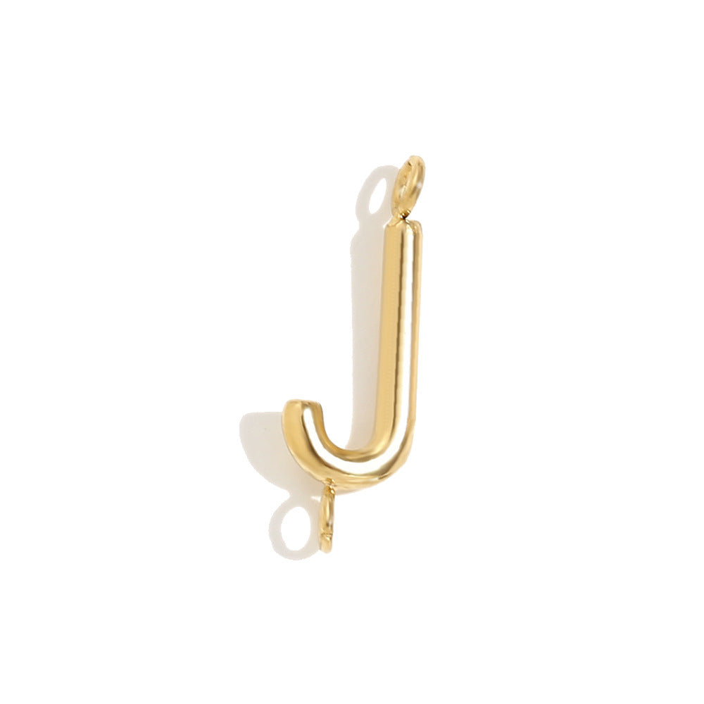 Minimalist 18K Gold Plated Stainless Steel Letter Charm Bar