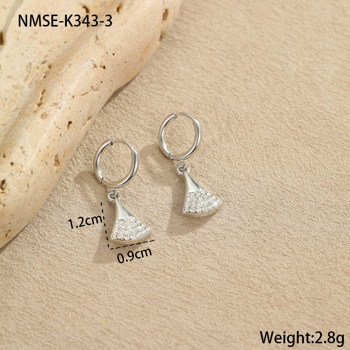 Pendientes de Acero Inoxidable con Forma de Estrella de Mar y Concha con Incrustaciones de Diamantes de Imitación para Mujer