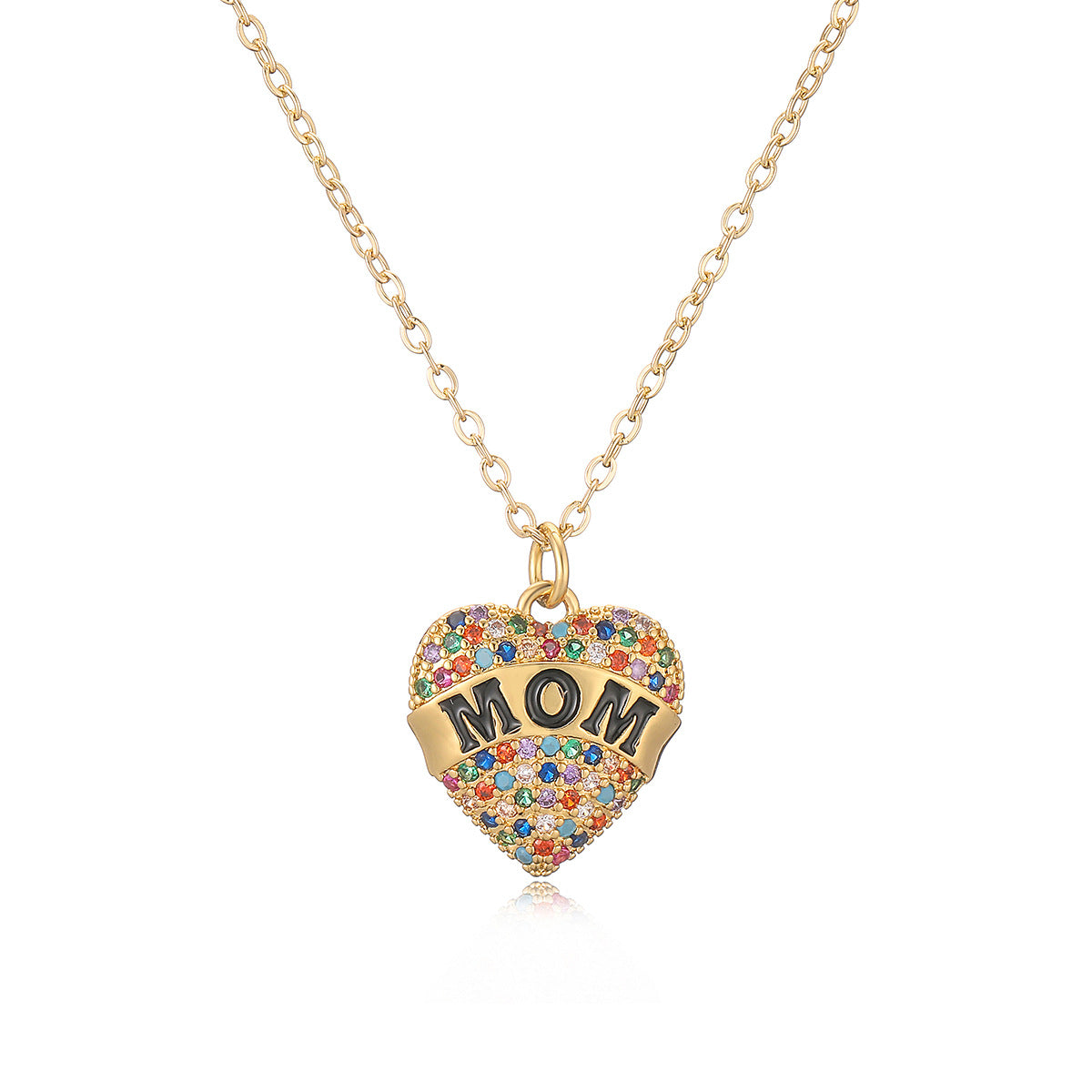 Minimalist Heart-Shaped Copper Pendant Necklace with 18K Gold Plating and Zircon Accents for Women