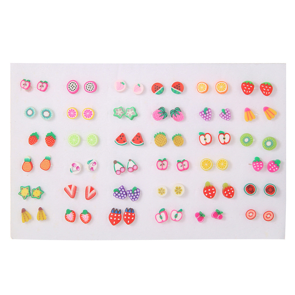 Geometric Resin Stud Earrings Set with Rhinestone Inlay Featuring Floral Animal and Letter Designs for Women