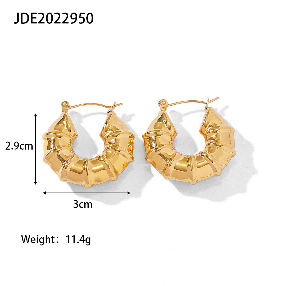 Pendientes de Aro de Acero Inoxidable Geométricos con Acabado Chapado para Mujer, Joyería de Moda Minimalista y Elegante