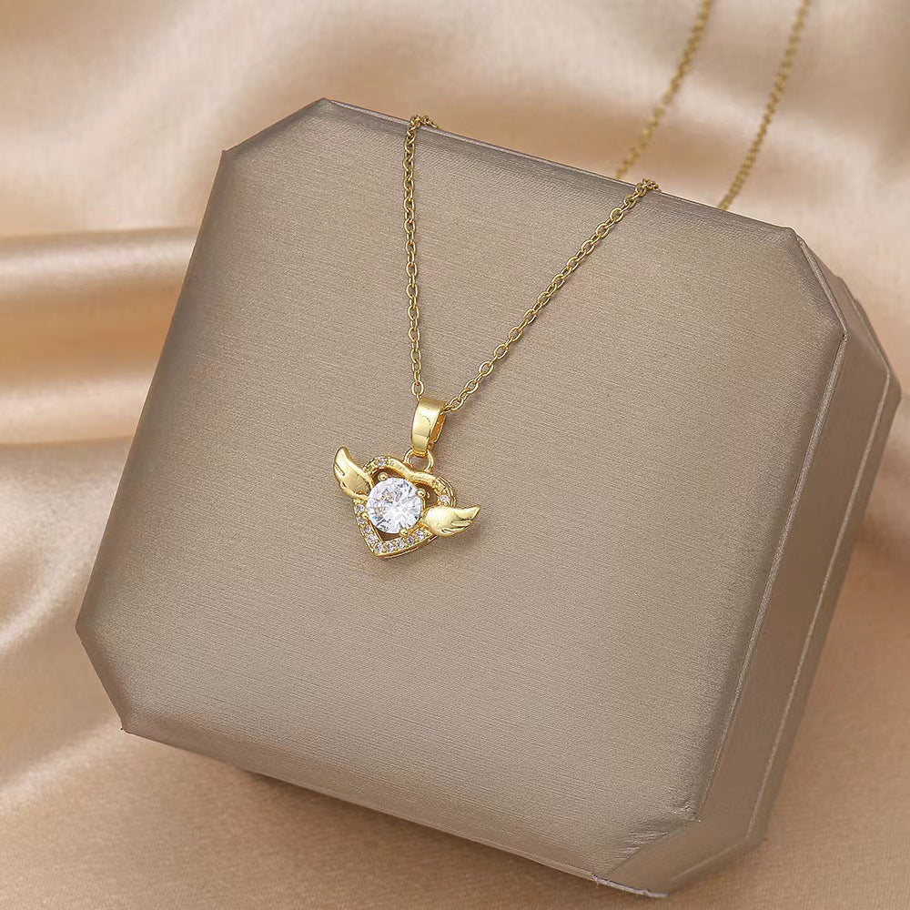 Minimalist Heart-Shaped Titanium Steel Pendant Necklace for Women with Plated Finish and O-Chain Design