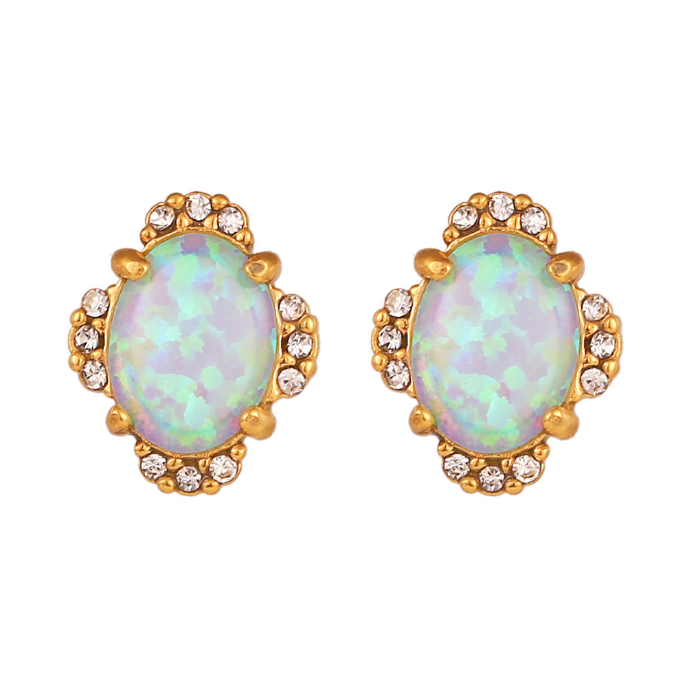Parure di collana con pendente floreale vintage di moda da donna con catena in acciaio al titanio e placcatura in oro 18K con design a petalo