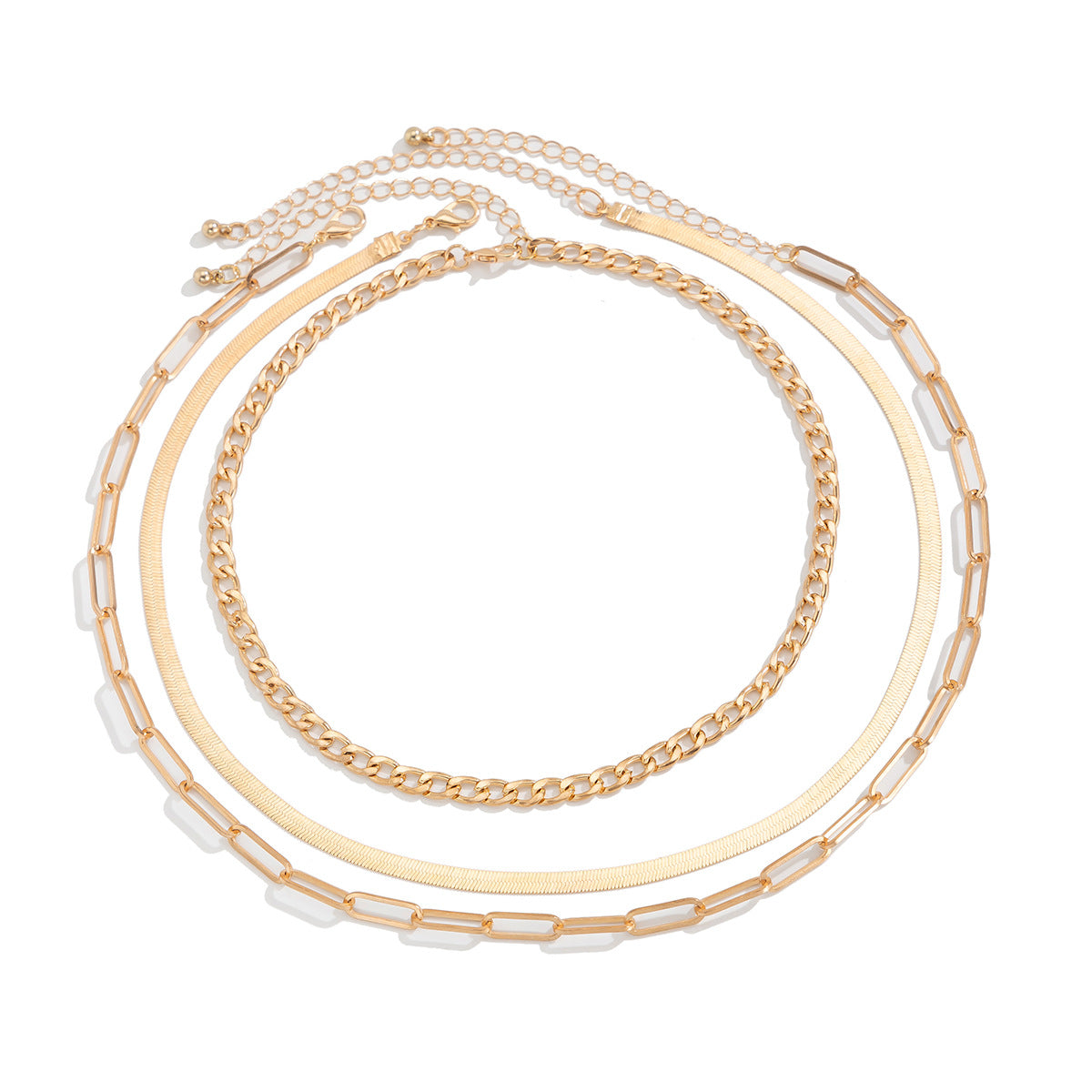 Collana Punk a Strati con Catena a Scatola in Metallo Geometrico da Donna