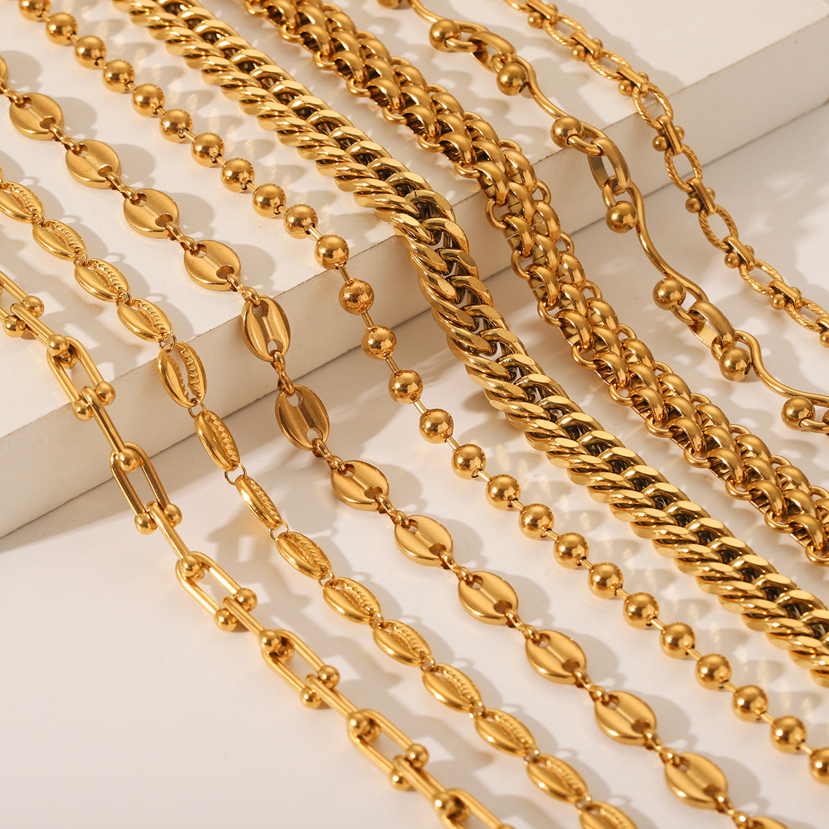 Fashionable 18K Gold Plated Geometric Stainless Steel Cuban Chain Necklace for Women