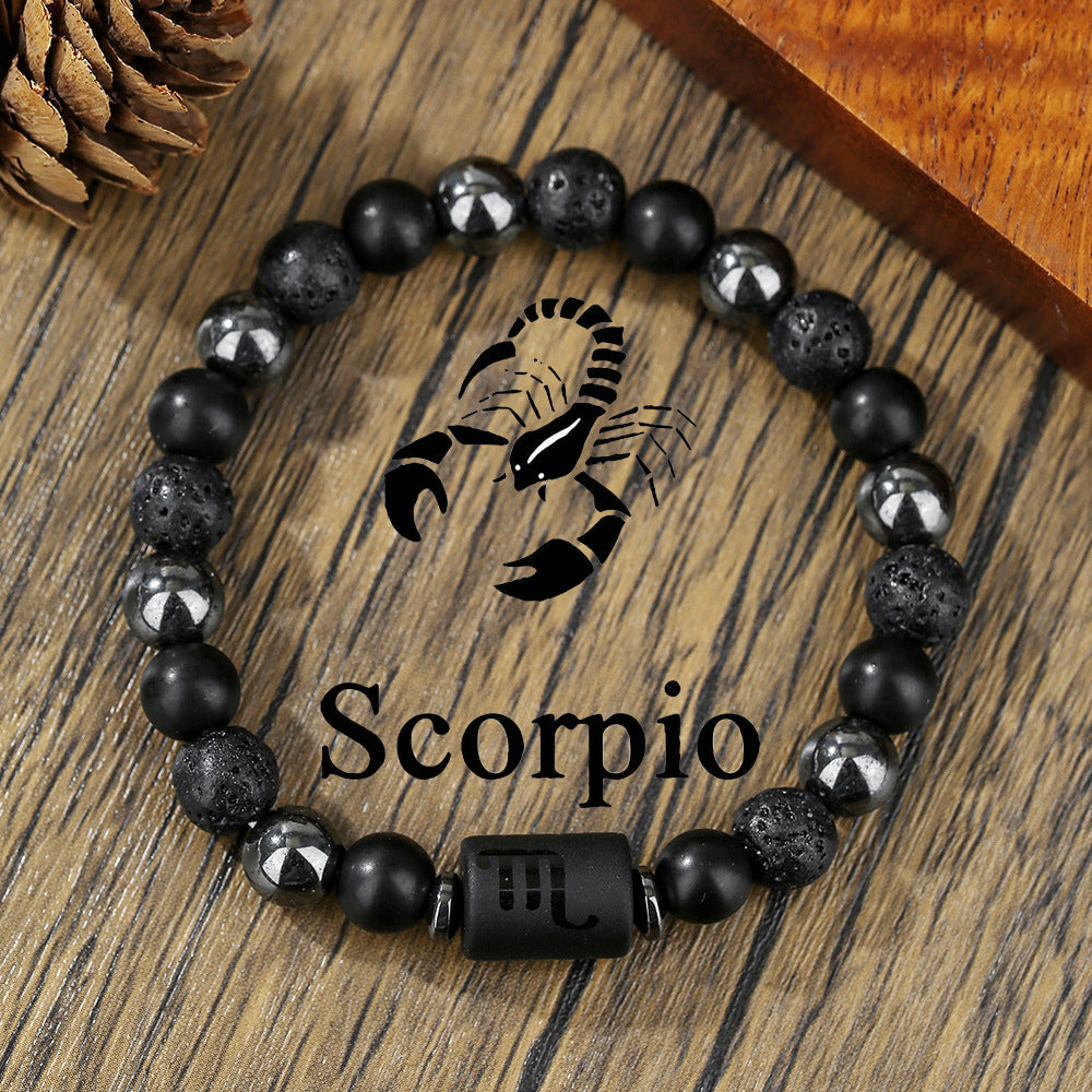 Vintage Handmade Round Volcanic Stone Beaded Bracelet Unisex