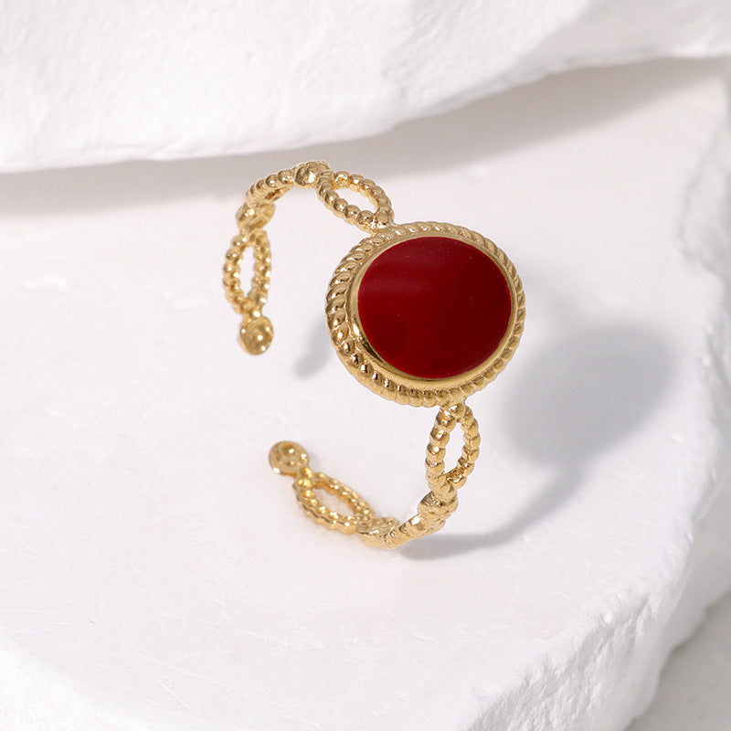 Anello vintage regolabile in acciaio inossidabile placcato oro da donna, ipoallergenico e resistente allo scolorimento