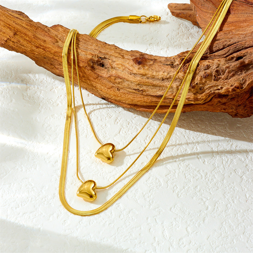 Minimalist Gold Plated Heart Stainless Steel Necklace for Women