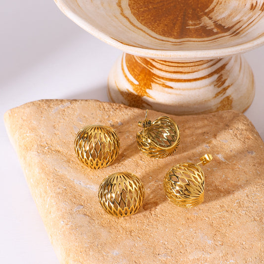 Orecchini a polsino geometrici circolari cavi minimalisti in acciaio inossidabile placcati oro 18 carati da donna