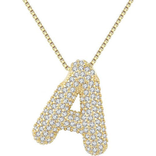 Collana da donna in acciaio al titanio placcato con lettera minimalista e zirconi cubici