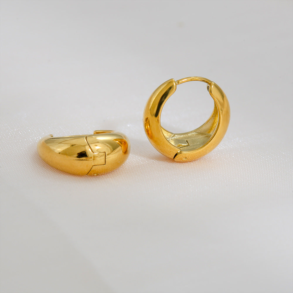 Pendientes de aro en forma de U de acero inoxidable chapados en oro con estilo francés minimalista para mujer