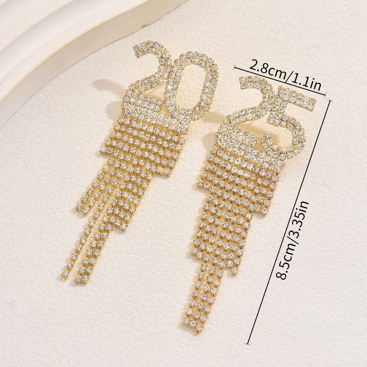 Pendientes de Cobre de Letras y Números Minimalistas de Moda con Incrustaciones de Diamantes de Imitación para Mujer