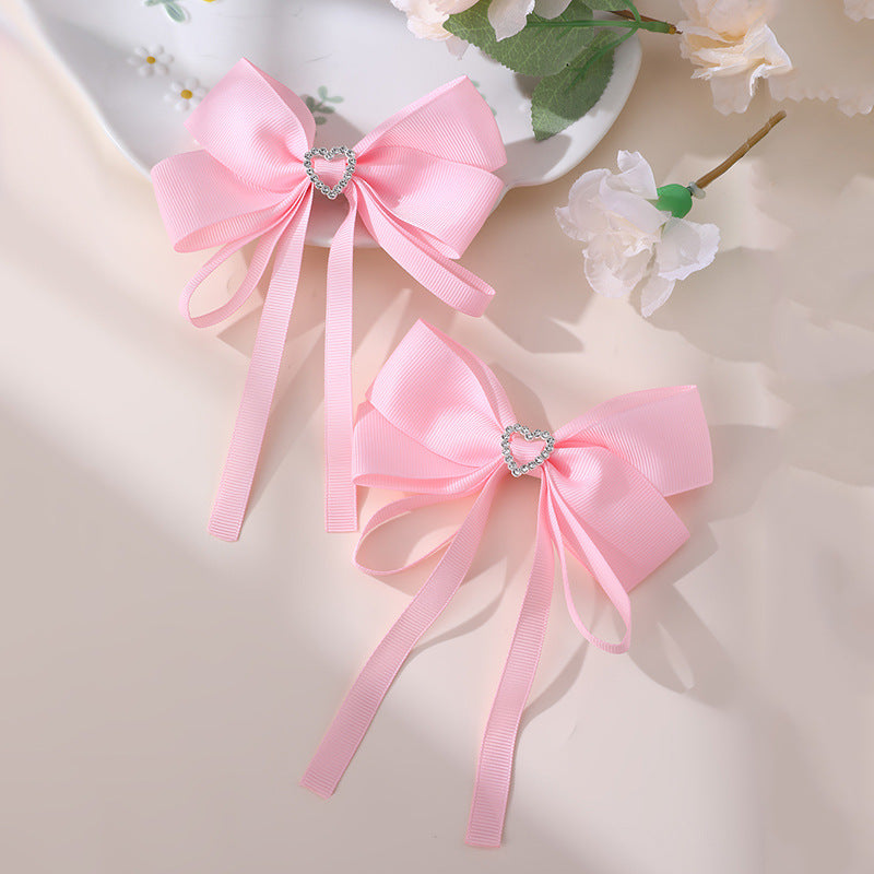 Pasador para el pelo de niña inspirado en el ballet con material de tela en forma de lazo para trenzar, estilo de cola de caballo doble, horquilla de pato para niños de estilo natural