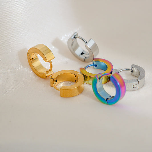 Pendientes minimalistas de acero inoxidable en forma de U con acabado chapado para hombres y mujeres