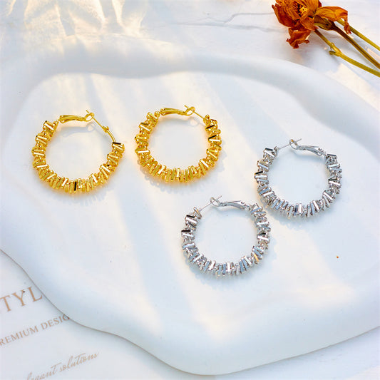 Minimalist Irregular Geometric Titanium Steel Hoop Earrings with Plated Finish for Women