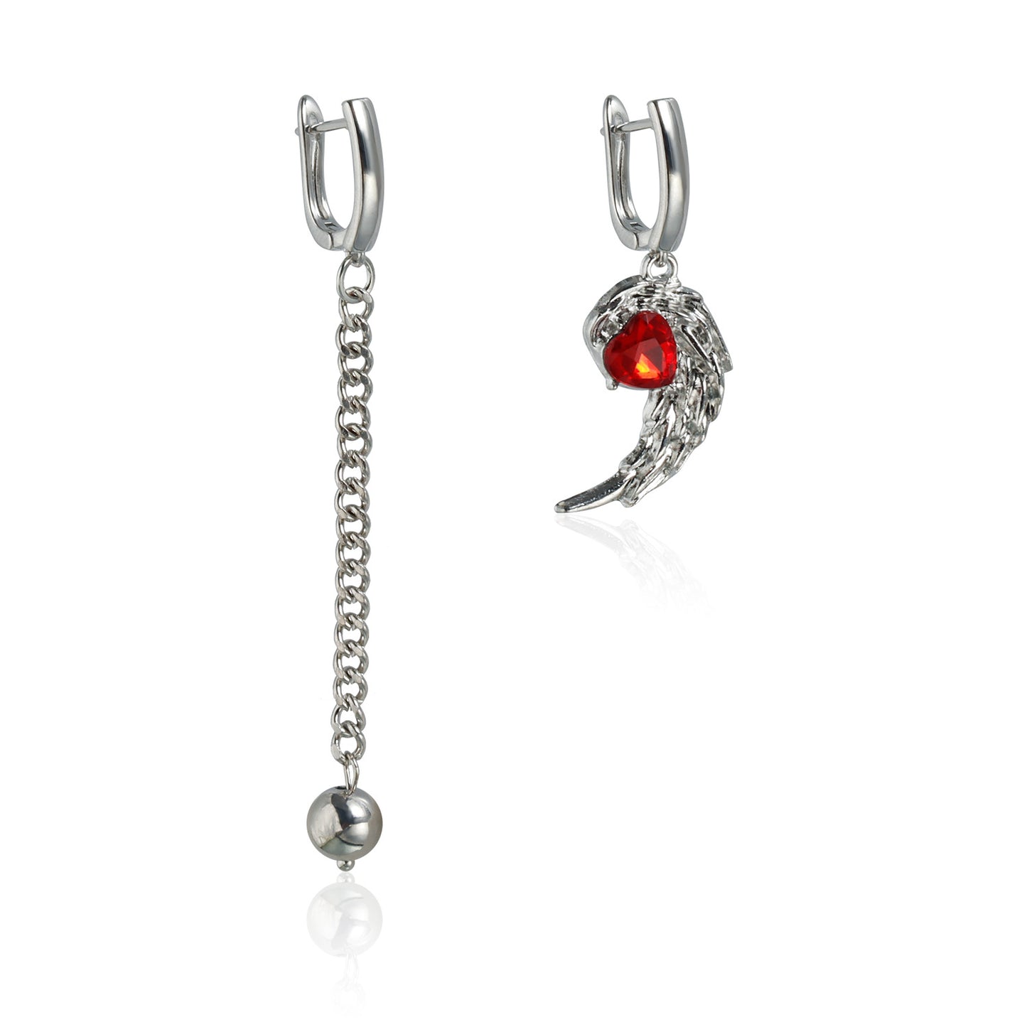 Gothic Elegant Heart Geometric Ruby Inlay Plated Alloy Necklace with Tassel Beads for Women