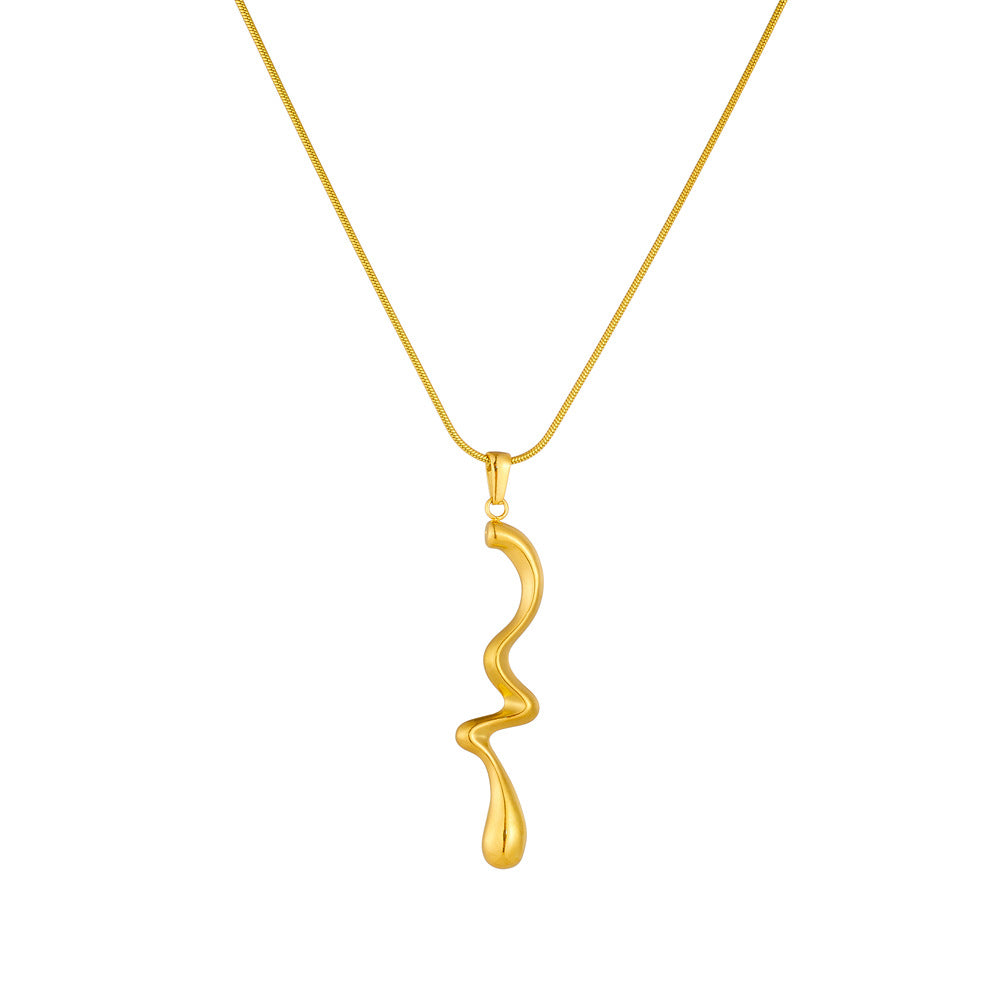 Minimalist Gold Plated Geometric Irregular Twisted Pendant Stainless Steel Snake Chain Necklace for Women