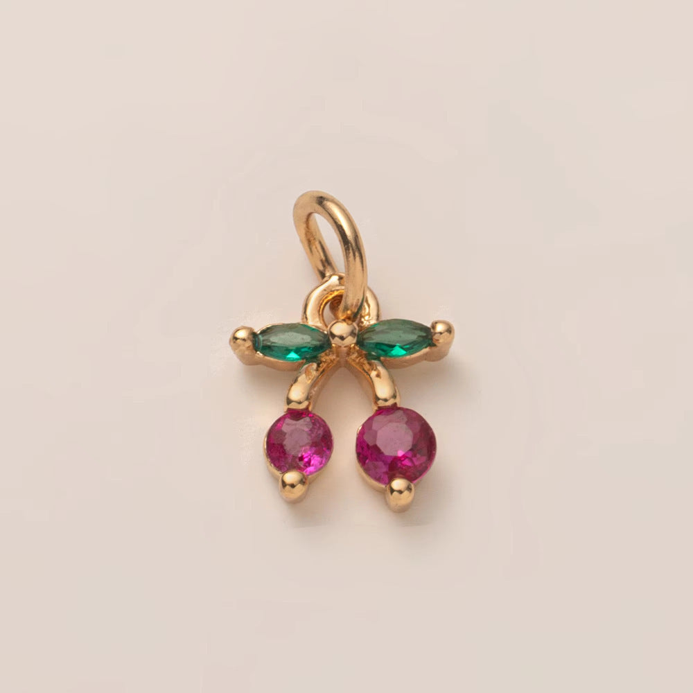 Minimalist Luxury 18K Gold Plated Brass Food Pendant with Cubic Zirconia