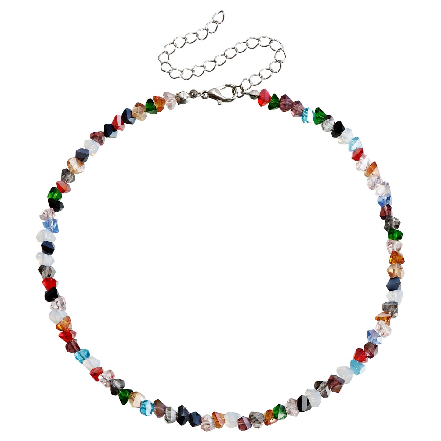 Collar de cuentas de cristal negro estilo geométrico para mujer con acabado chapado y diseño de cadena para clavícula