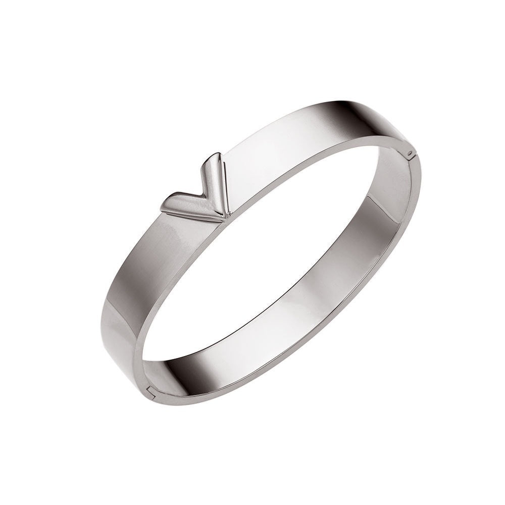 Bracciale minimalista in acciaio al titanio a V con chiusura placcata oro per uomo e donna