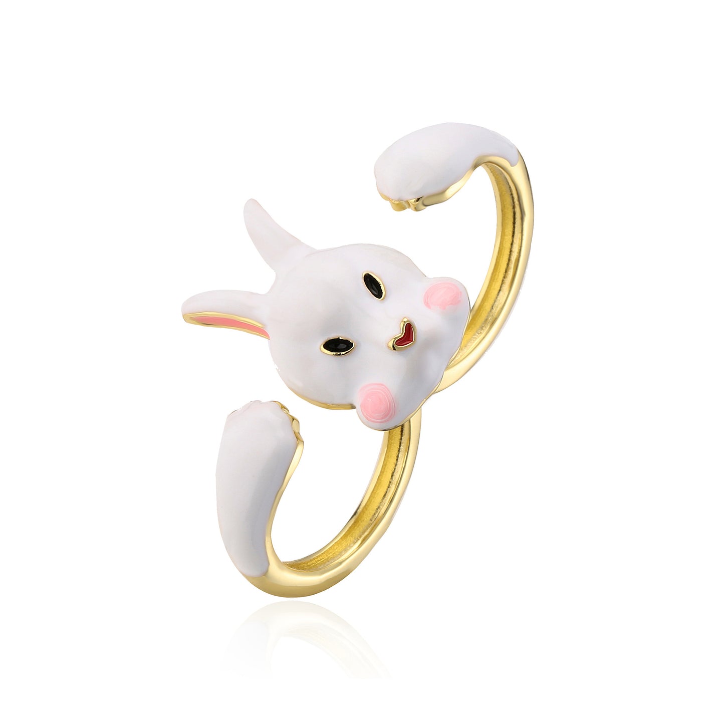 Creative 18K Gold Plated Brass Drip Oil Cubic Zirconia Animal Geometric Ring for Women