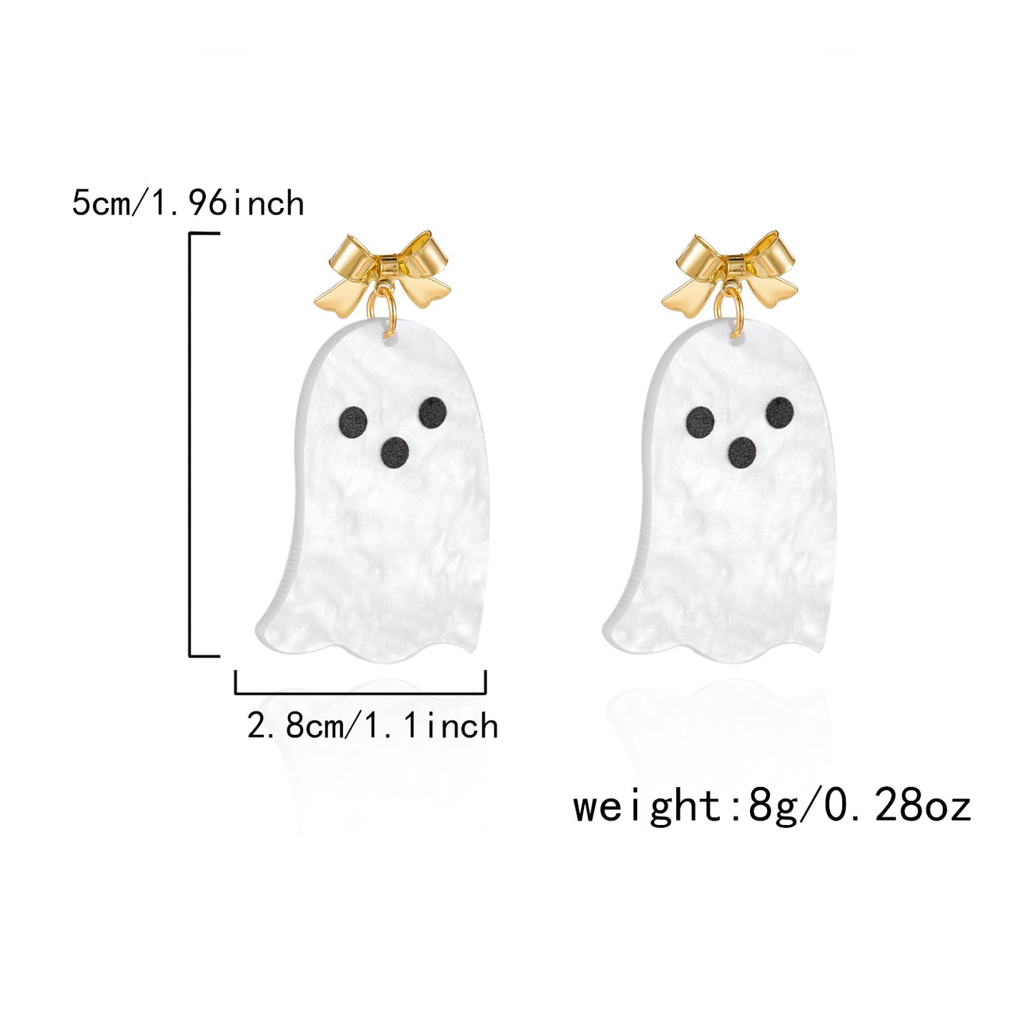 Orecchini Pendenti in Acrilico con Fantasmino Carino per Donne, con Fiocco e Design di Animali Cartoon, Gioielli per Orecchie a Tema Halloween