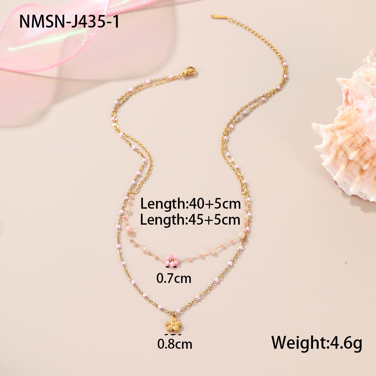 Fashionable Floral Geometric Stainless Steel Necklace with 18K Gold Plating for Women