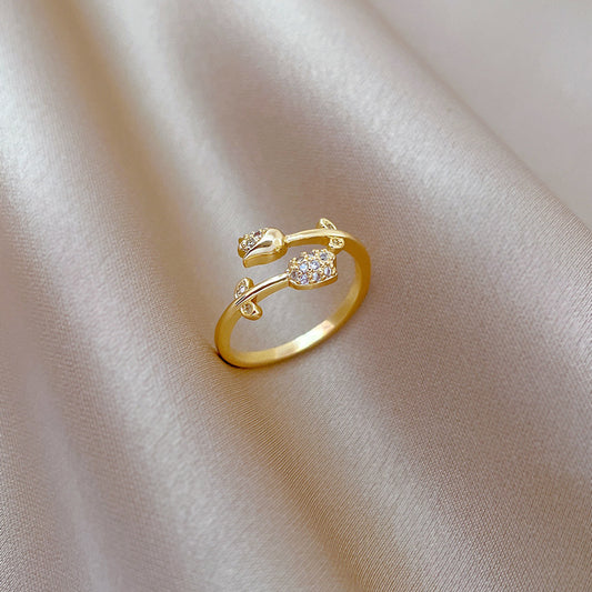 Anillo Ajustable Chapado en Latón con Forma de Corona Kawaii para Mujer